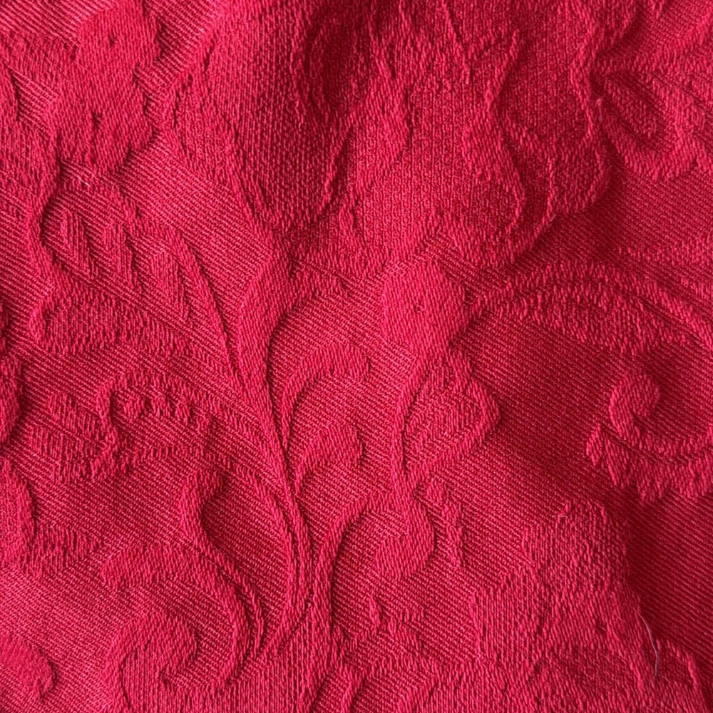Chicos Red Jacquard Button Front Jacket Coat Layering Cotton Blend Size 3/XL - Picture 3 of 13